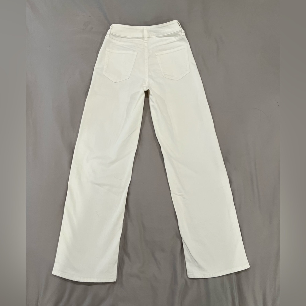 like new quince bella stretch patch pocket wide leg jeans white sz 24 x 28 - Picture 4 of 15